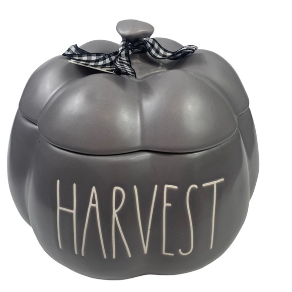 NEW Rae Dunn "HARVEST" Grey Ceramic Canister Cookie Jar - Picture 1 of 11